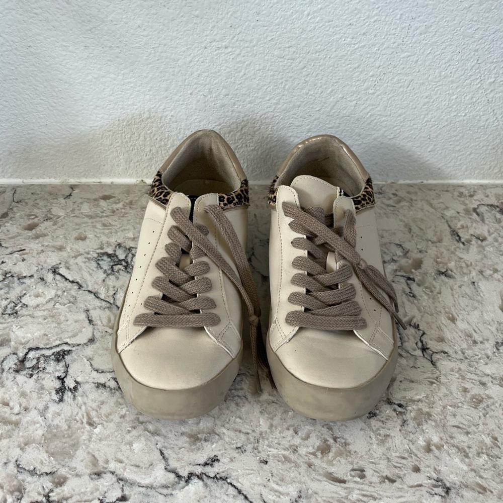 ShuShop Cream and Brown Sneakers with Suede-like Finish